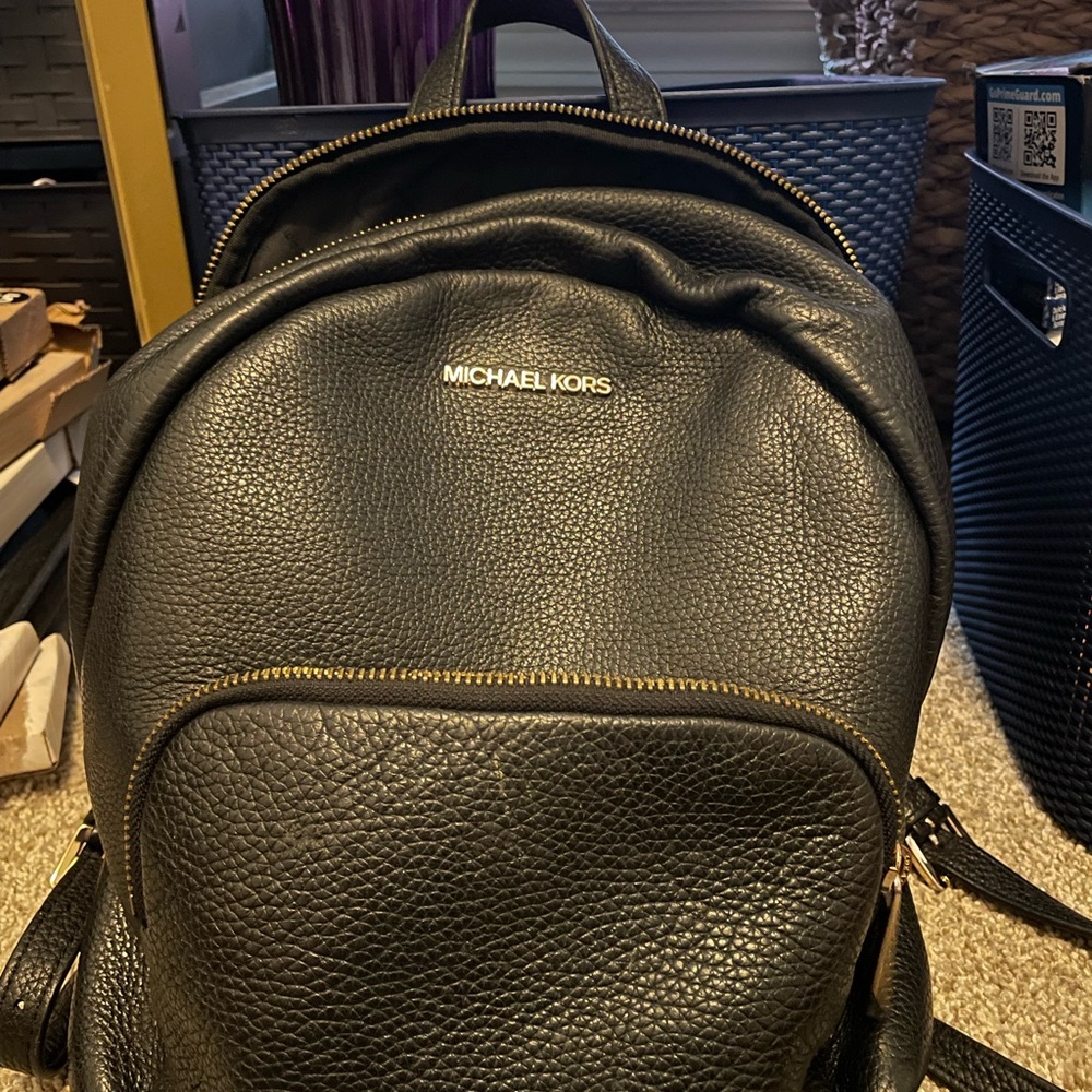 Michael Kors Black Pebbled Leather Backpack